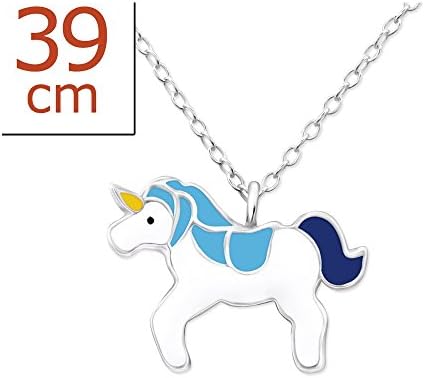 ICYROSE925 Sterling Silver Blue Unicorn Necklace for Girls 24419