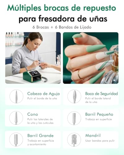 CozyZen Professional Electric Nail Drill Machine, 35000RPM with LCD Display, Manual/Pedal Control and Quiet Operation, for Acrylic/Gel Nails - Home & Salon Use(Green)