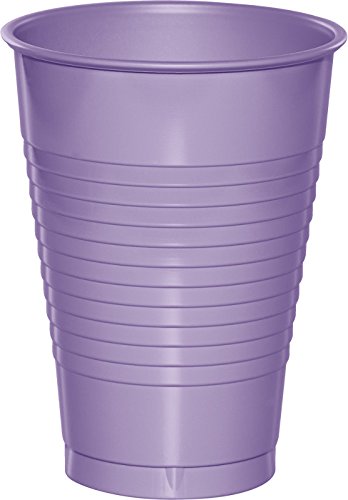 Creative Converting 28193071 Touch of Color Premium Plastic Cups Party Supplies, 12oz, Luscious Lavender