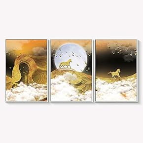 Framed Canvas Wall Art for Living Room, Bedroom Abstract Landscape Dream Place Canvas Prints for Home Decoration Ready to Hanging - 16"x24"x3 Panels