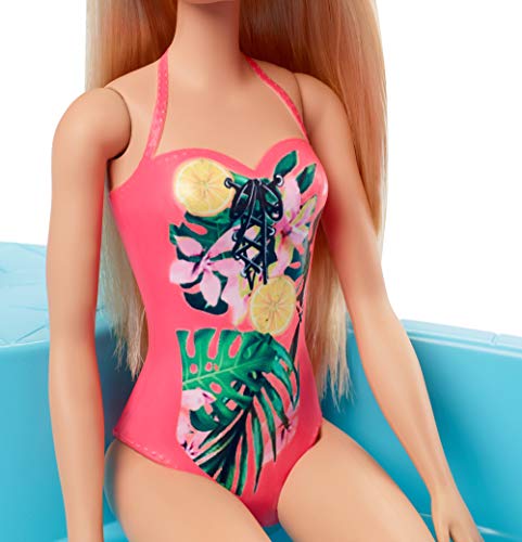 Barbie-Pool, 1x Puppe mit blonden Haaren, Pool und Rutsche, Accessoires, Geschenk für Kinder, Spielzeug ab 3 Jahre,GHL91 – Bild 6