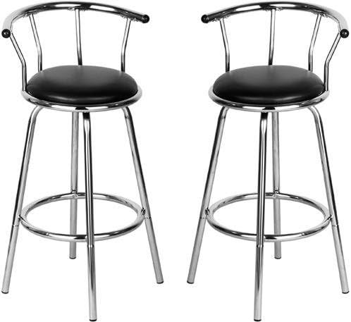 Set Of 2 Black Revolving Bar Stool Kitchen Breakfast Stools by Gift Centre