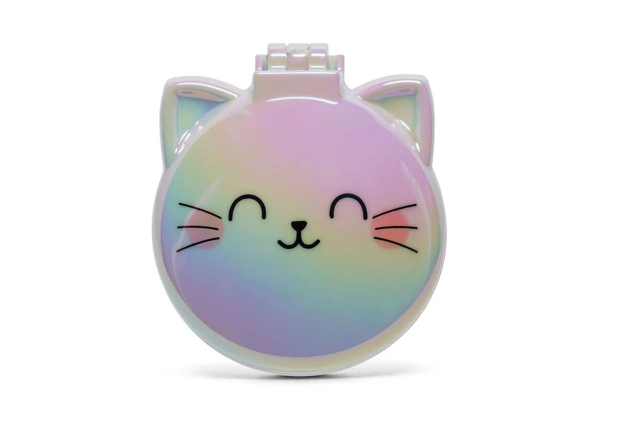 Legami Mirror Brush, Opens and Closes with a Click, Convenient and Convenient to Take Anywhere, Kitty
