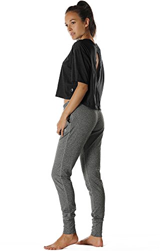 image for icyzone Open Back Workout Top Shirts - Yoga t-Shirts Activewear Exerci