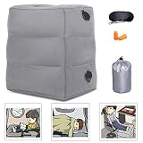 Junk Travel Foot Rest Pillow, Inflatable Adjustable Height Footrest Cushion for Foot Rest on Airplanes, Car, Train, Office, Airplane Bed for Kids/Toddler to Lay Down or Sleep on Long Flights (Grey)