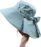 Ls Lady Womens Summer Flap Cover Cap Cotton Anti-UV UPF 50+ Sun Shade Hat Bow. Adjustable Hat