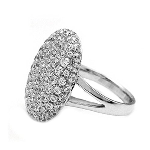 Women Girls Statement Ring Size 6-11 Cuekondy Fashion Oval Diamond Crystal Wedding Engagement Anniversary Band Rings for Party Jewelry (Silver, 6)