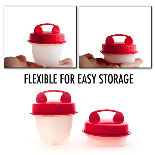 Silicone Egg Cooker PoachingCups SousVide, Dishwasher Safe, Bonus Brush 8 pcs, 4 Heart