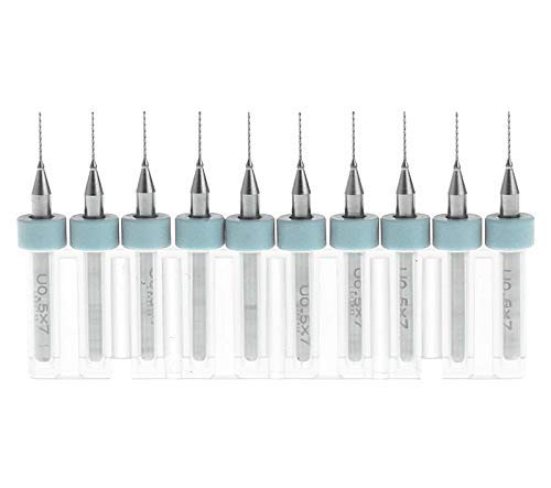 Carbide PCB Rotary Tool 10 Pcs 0.6mm Tungsten Carbide Micro PCB Drill Bits, 1/8" Shank for PCB, Jewelry, CNC, Soft Metals, Print Circuit, Engraving Tool