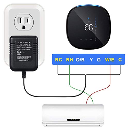 Hotop 24 Volt Transformer, 16.5ft Long C Wire Adapter Thermostats