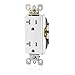 Leviton 20 Amp Decora Tamper-Resistant Duplex Electrical Wall Outlet, T5825-W, White