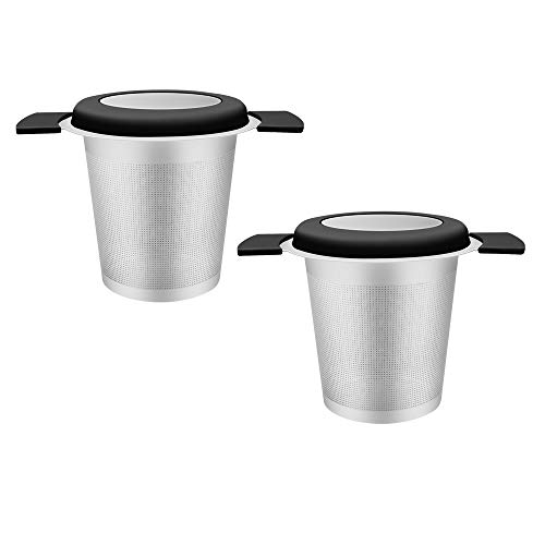 CHuangQi (Pack of 2) 18/8 Stainless Steel Fine Mesh Tea Infuser with Double Handles, Tea Strainer for Brewing Loose Leaf Tea, Fits Standard Cups Mugs Teapots