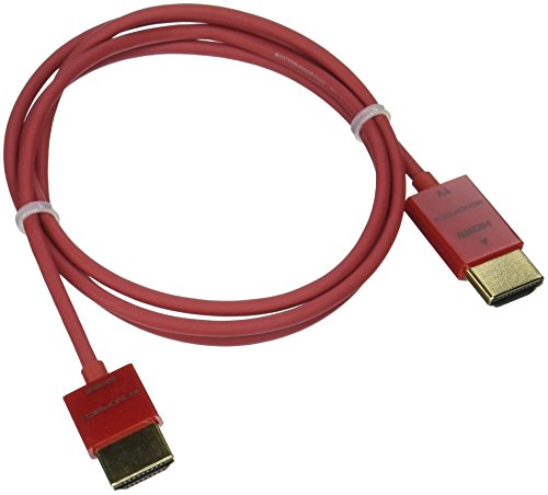 Monoprice Ultra Slim Series 3ft 10.2Gbps High Performance HDMI Cable w/ RedMere Technology Supports Ethernet, 3D, 4K and Audio Return - Red