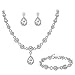 BriLove Women's Wedding Bridal Crystal Infinity Figure 8 Teardrop Y-Necklace Bracelet Earrings Set