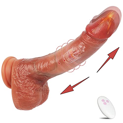 Thrusting Dildo Vibrator for Women with 3 Thrusting Modes 9.5 inch Heating Dildo & Rotation 5 Vibration, Lifelike Realistic Vibrating Dildo G Spot Vibrator Sex Toys with Strong Suction Cup