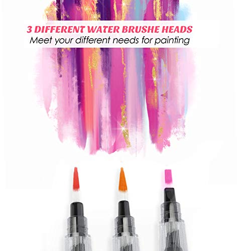 FanShaped 42 Watercolor Paint Set by Artibox 3 Water Squeeze Brushes