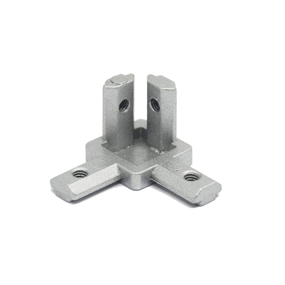 Iverntech 8-Pack Sliver 3-Way End Corner Bracket Connector with Screws+Wrench for 6mm Slot 2020 Series European Standard Aluminum Extrusion Profile