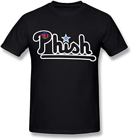 TASY Men's Phish Phillies Retro Logo 100% Cotton T-shirt - M Black