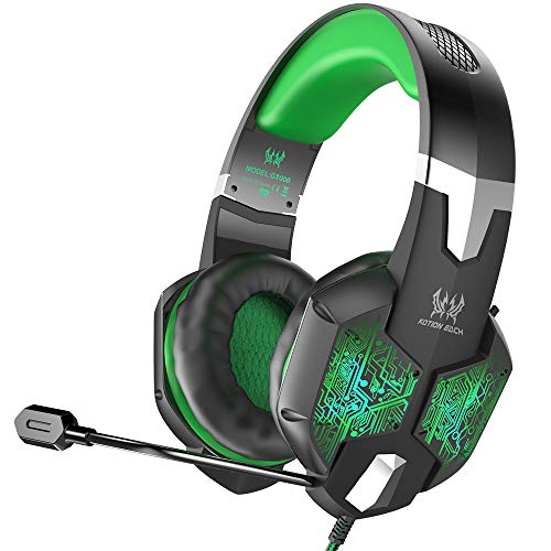 VersionTECH. Gaming Headset for New Xbox One/PS4 Controller, PC, Wired Surround Sound Gaming Headphones with Noise Cancelling Mic, RGB LED Backlit for Nintendo Switch/3DS, Mac, Destop Computer Games