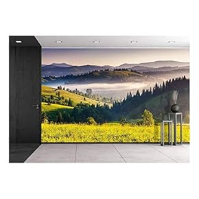 Fantastic Morning Mountain Landscape - Removable Wall Mural | Self-Adhesive Large Wallpaper - 66x96 inches