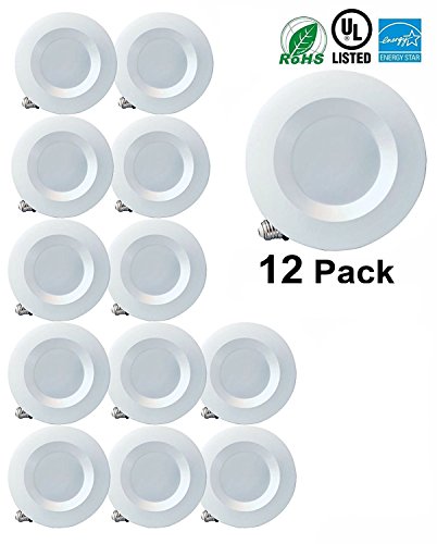 5″ / 6″ Dimmable LED Downlight Smooth Trim, 1100 Lumens, 4000K Cool White, Recessed Retrofit Lighting Trim, 15W (120W Replacement), ENERGY STAR UL Listed, 12 Pack