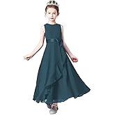 Little Juniors Girl Long Bridesmaid Dress Wedding Flower Girls Formal Pageant Party Dresses Chiffon Sleeveless