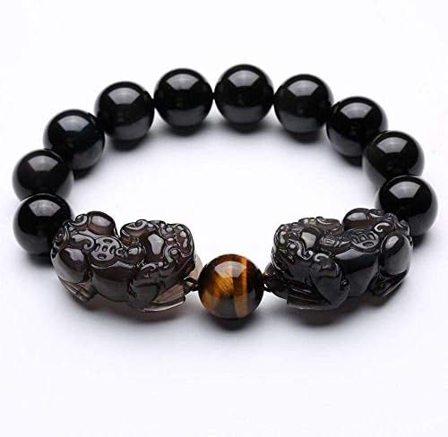 Zicue Stylish Charming Bracelet Exquisite Ornaments Natural Pixiu black Obsidian bracelet for men and women gifts ( Size : 12mm )