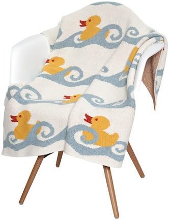 Baby Blanket - Cozy Blanket Eco Throw For Baby - Ducky Pattern Made From Soft Cotton And Polyester For Daily Use By in2green