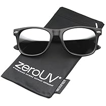 zeroUV ZV-8025-07 Retro Matte Black Horned Rim Flash Colored Lens Sunglasses, Black/Grey, 50mm
