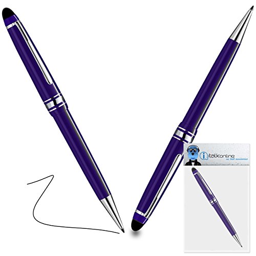 iTALKonline Asus Tab RT TF600T Purple PRO Captive Touch Tip Stylus Pen with Rubber Tip with Roller Ball Pen