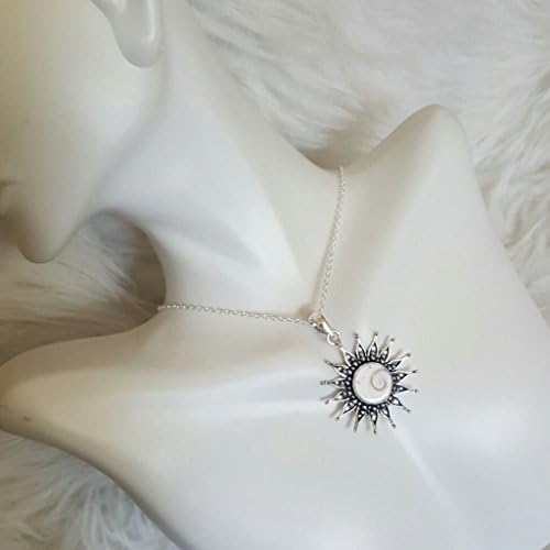 Solar Shiva Eye Shell Sterling Silver 925 Pendant Necklace 18"