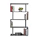 HOMCOM Modern S-Shaped 5 Tier Room Dividing Bookcase Wooden Storage Display Stand Shelf - Black