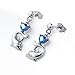 925 Sterling Silver Cubic Zirconia Blue Cz Heart Dolphin Stud Earrings for Women Marine Jewelry Birthday Gift