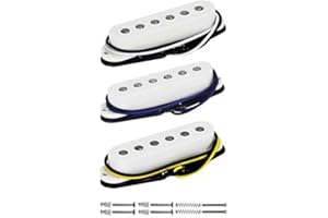 FLEOR Alnico 5 Single Coil Pickups Flat Pole Guitar Neck/Middle/Bridge Pickup Set White