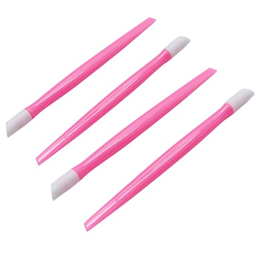 WEFOO 20PCS Plastic Handle Nail Art Tool Rubber Tipped Nail Cuticle Pusher and Nail Cleaner