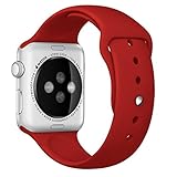 Apple Watch Band, Perman Sports Comfort Smooth Silicone Replacement Smart Watch Bracelet Strap Band Watchband for Apple Watch 42mm Red