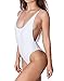 Women's Sexy High Cut Backless Bodysuit Binkini Sets One Piece String Beachwear White