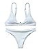 MOOSKINI Women's Strap Bathing Suit 2pcs Swimsuit Top Brazilian Bottom Padding Bikini Set (M, White)