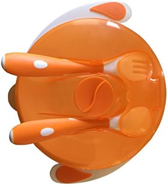 Spill Proof &amp; Stay Put Baby/Toddler Bowl Feeding Set with fork &amp; spoon BPA Free Microwavable Dishwasher Safe No Leaking No Mess by The Lux Baby. Get Yours Now For a Clean Meal Time!
