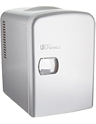 Uber Appliance UB-CH1 Uber Chill Mini Fridge 6-can portable Thermoelectric Cooler and Warmer mini fridge for bedroom, office or dorm (Gun Metal silver)