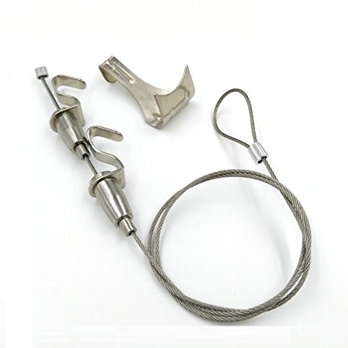 Chris-Wang Professional Art Hanging System Gallery Large Picture Display Kit -- 2.5M Twister Stainless Steel Cable, 1 Molding Hook, Adjustable Photo Hanging Hook(2-Hook) Included