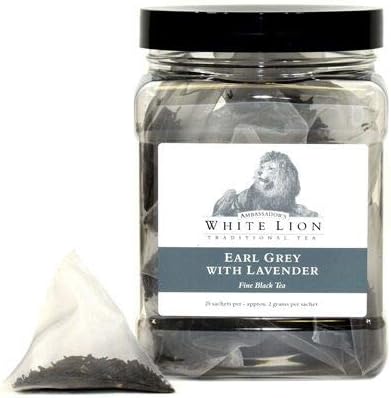 Earl Grey with Lavender Fine Black Tea, 25 Sachets, White Lion Tea