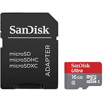 SanDisk Ultra 16GB Ultra Micro SDHC UHS-I/Class 10 Card with Adapter (SDSQUNC-016G-GN6MA)