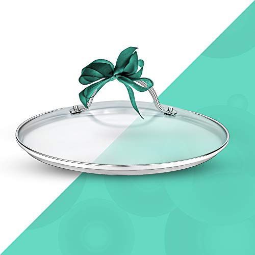 GOURMEX Tempered Glass Cookware Lid with Stainless Steel Rim and Sturdy Riveted Handle To Fit Pots, Frying Pans and Skillets, Dishwasher and Oven Safe, Heat Resistant (12.6") - Thumbnail 4