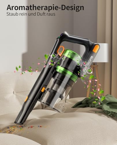 Akku Staubsauger Kabellos 600W/50000Pa/65Min, Akkustaubsauger mit HD Display, Aromatherapie，Anti Haar Wrap，Ultraleise kabelloser Staubsauger für Tierhaare/Teppiche/Hartböden/Auto