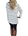 eshion Women Long Sleeve Stripe Casual Loose-Fitting Tops T-Shirt Blouse Size S-XL Black White