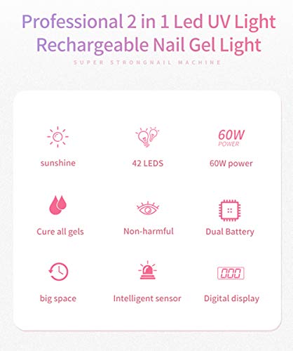 UV LED Nail Lamp Rechargeable Nail Dryer 60W Nail Lamp Portable Nail Light Gel Nail Curing Lamps