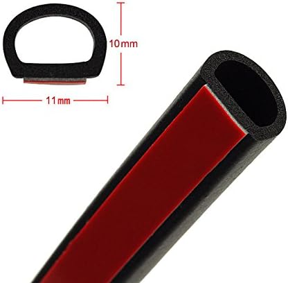LEOZO 4M 13FT Small D Shape Self Adhesive Automotive Rubber Seal Strip Weatherstrip for Car Window Door Engine Cover