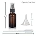 Olilia 1 oz Amber Glass Spray Bottles with Black Fine Mist Sprayer Pack of 12, Mini Funnel and Transfer Pipettes included