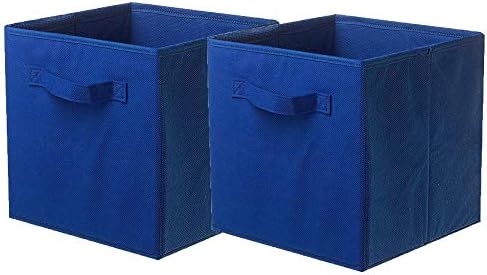 ShellKingdom Foldable Cloth Storage Cube Basket Bins Organizer Containers Drawers, 2 Pack (Dark Blue)